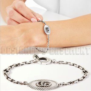 GUCCI size 16 Sterling Silver MARMONT Torchon Double G charms Chain Bracelet 🎁
